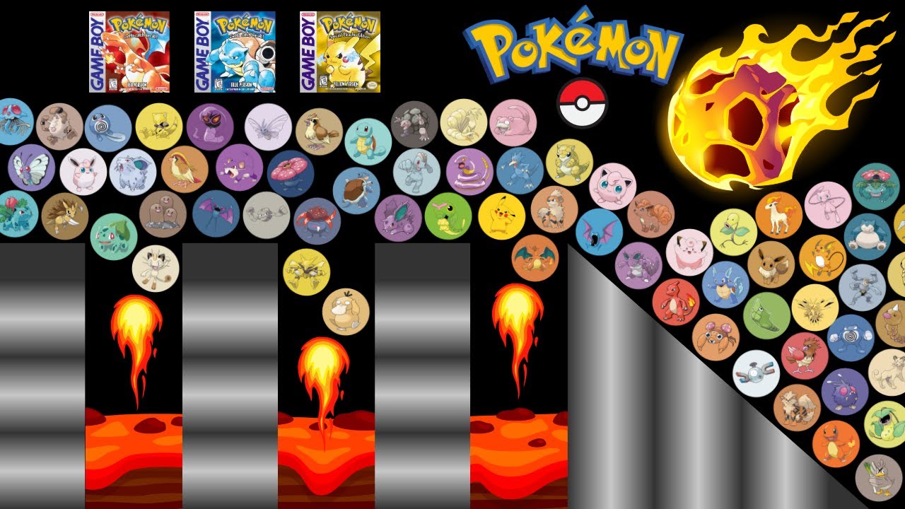 ALL 151 Pokémon Red, Blue and Yellow Survival Marble Race #3