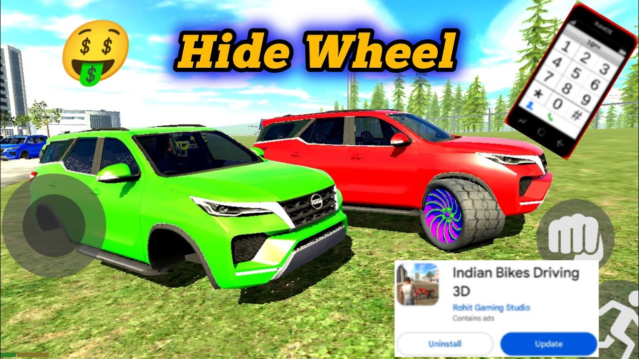 FORTUNER CAR + HIDE WHEEL CHEAT CODE In Indian Bike Driving 3d !! New Update All 2025 Cheat Codes 🤑