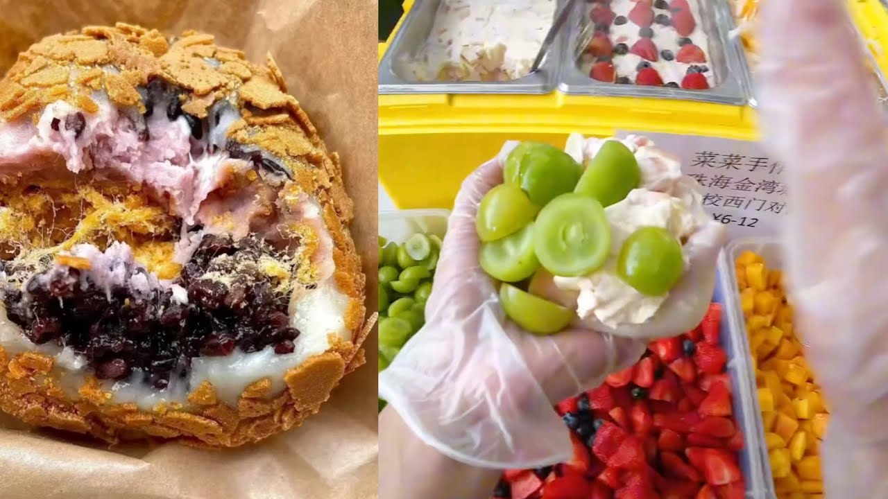 Cooking food live streaming, Selling mochi with fruits cream fillings. #food #cooking