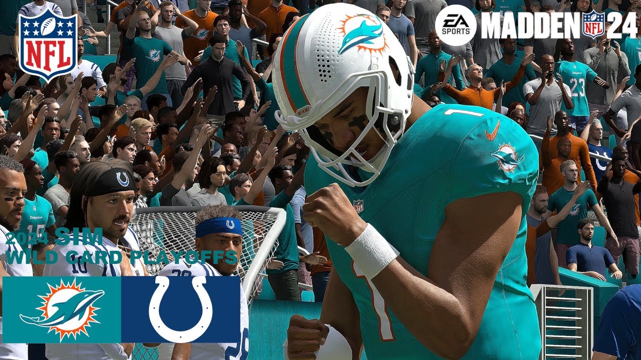 Madden 24 Dolphins vs Colts Potential Wildcard Playoff Game Full Simulation 2024 PS5 4K Game Play.