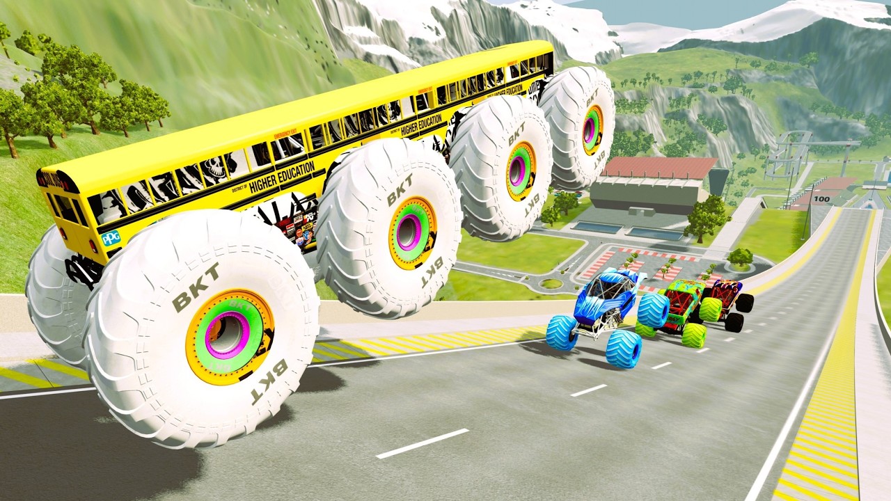 Epic #17    High Speed monster trucks jumps Small & Big   | Vehicles Monster Car