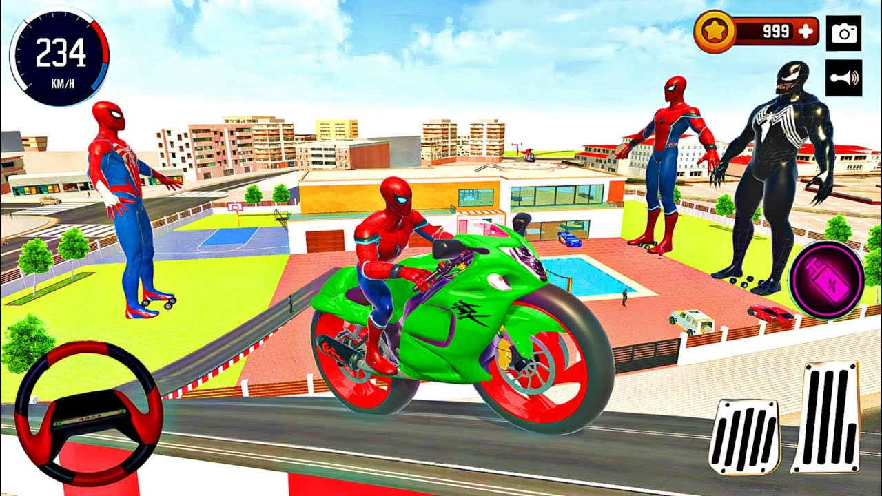 🥰Indian Thift AuraSimulator🦚 Spiderman Mega Ramp Game 🎯 Police Car Modified Showroom 🏍️ Monster Bike
