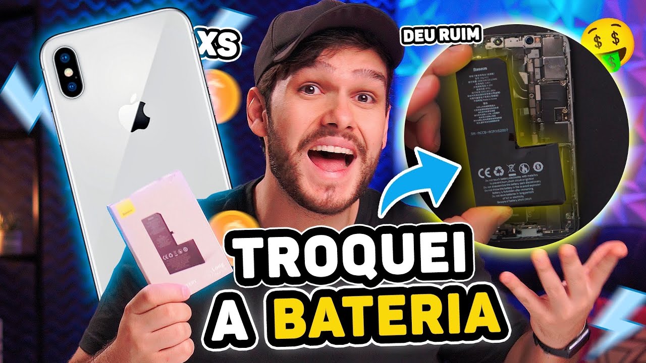 TROQUEI A BATERIA DO IPHONE XS EM CASA E GASTANDO POUCO