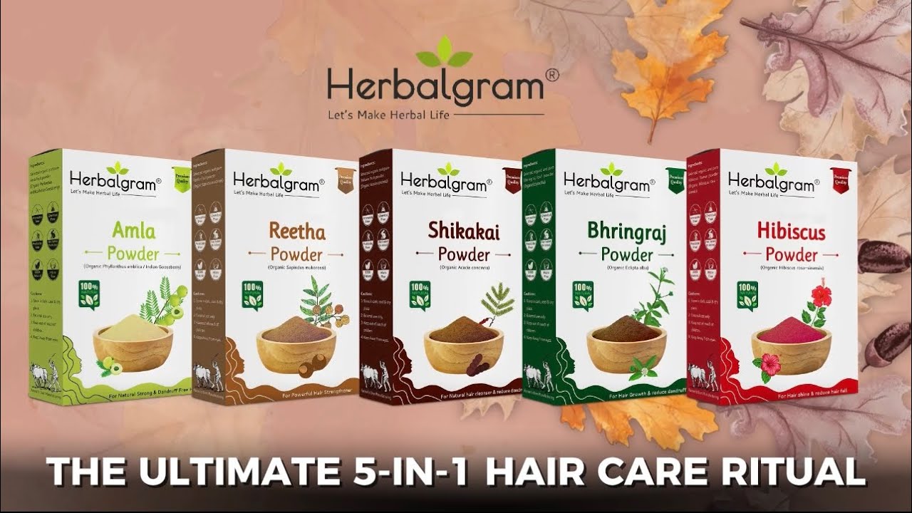 Herbalgram amla reetha shikakai bhringraj hibiscus powder benefit for hair care and hair growth