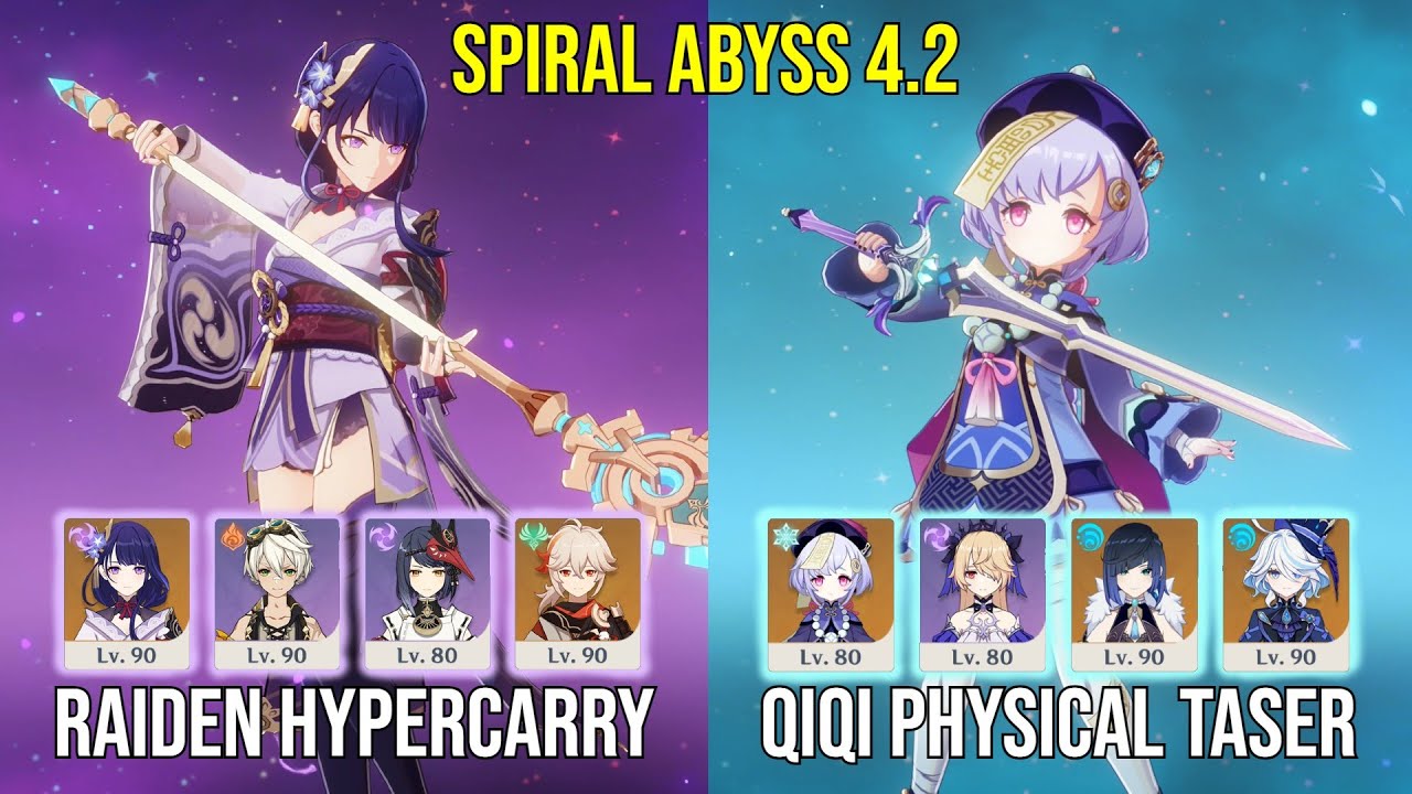 C0 Raiden Shogun Hypercarry & C1 Qiqi Physical Taser - Spiral Abyss 4.2 - Genshin Impact