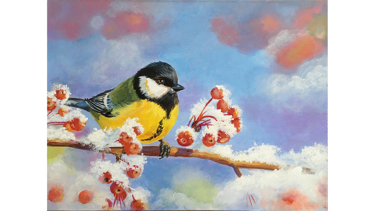 Синичкин день, холст 30x40, акрил