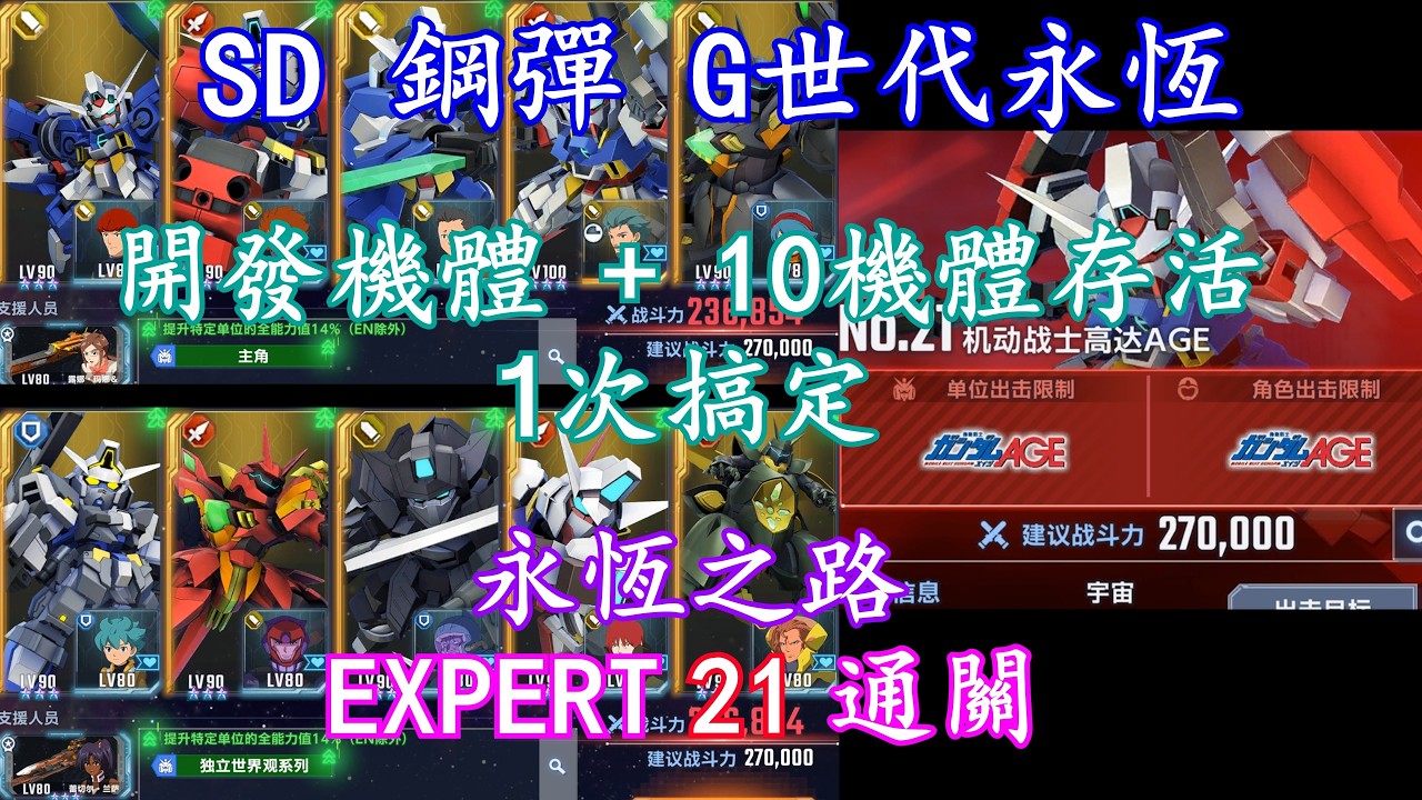 【SD 鋼彈 G世代永恆】- 【永恆之路 - EXPERT 21】 - 開發機體 + 10體存活  +  通關 沒解釋版 | 1 SP化 | 1 抽蛋SSR駕駛員