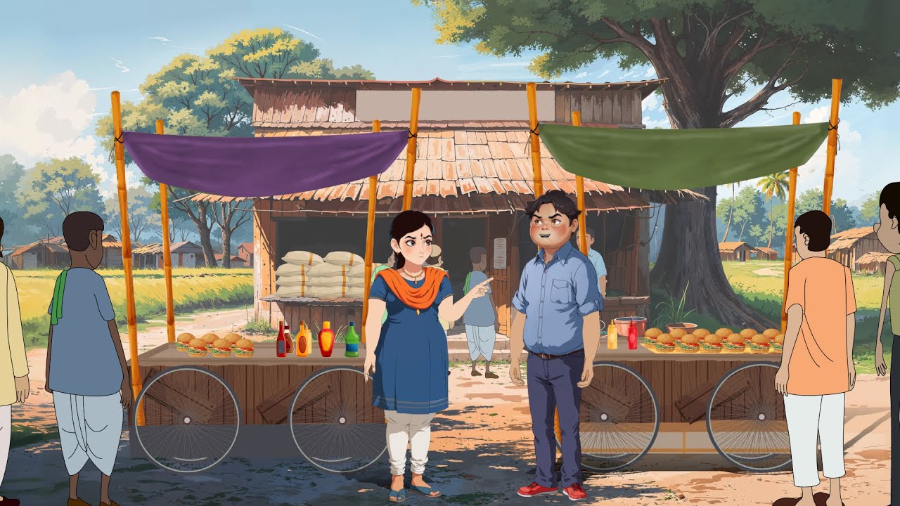 गांव में बर्गर | Gaon Mein Burger hindi Anime kahaniya moral stories