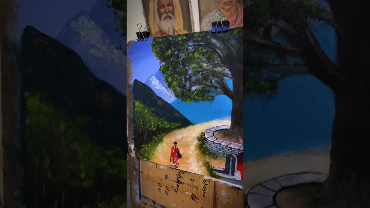 landscape painting 🎨 #nature #mountains #nepal #art #artist