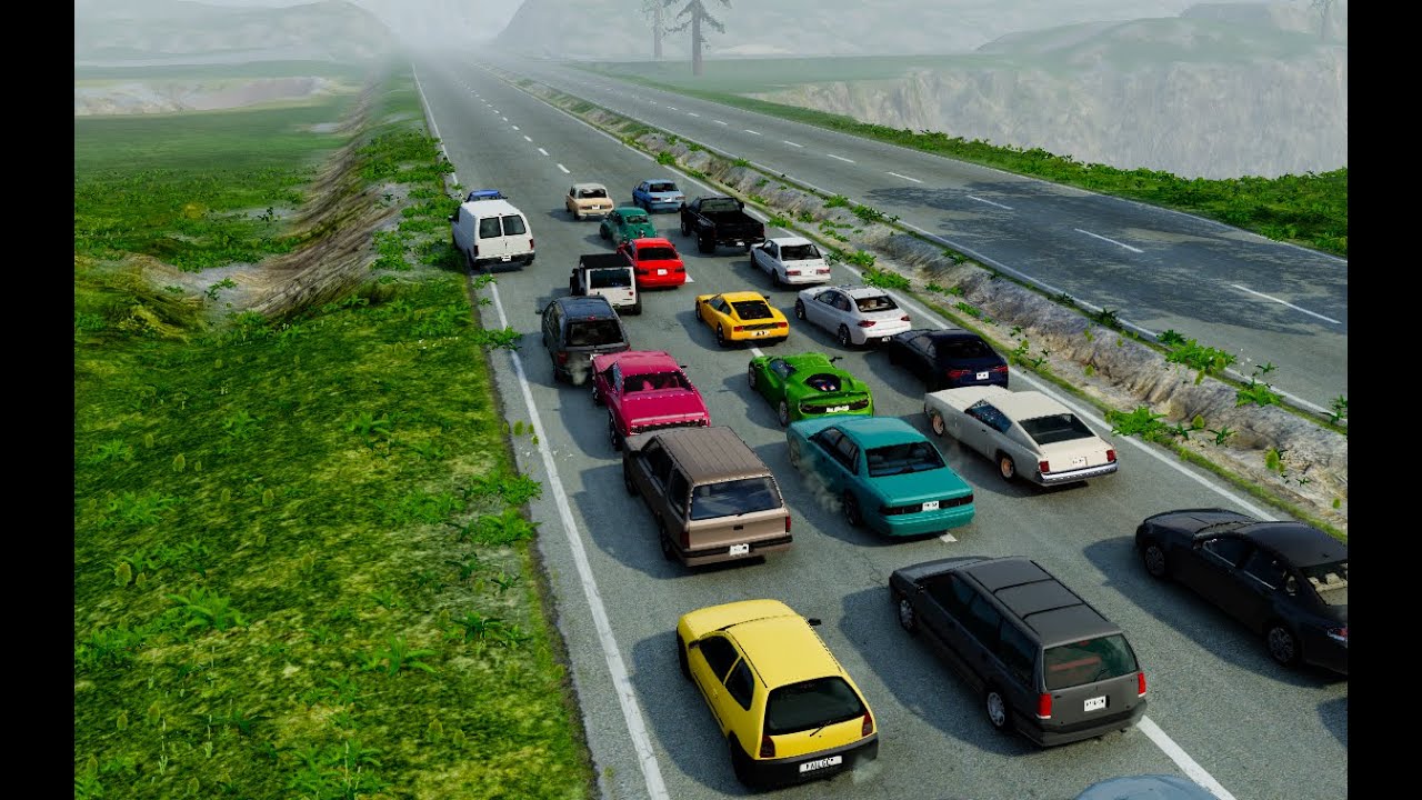Sleeper cars jumping over massive broken bridge!!!!