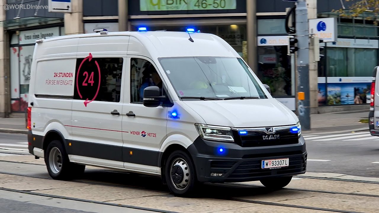 Wiener Netze Emergency Vehicle+Vienna EMS Ambulance - responding