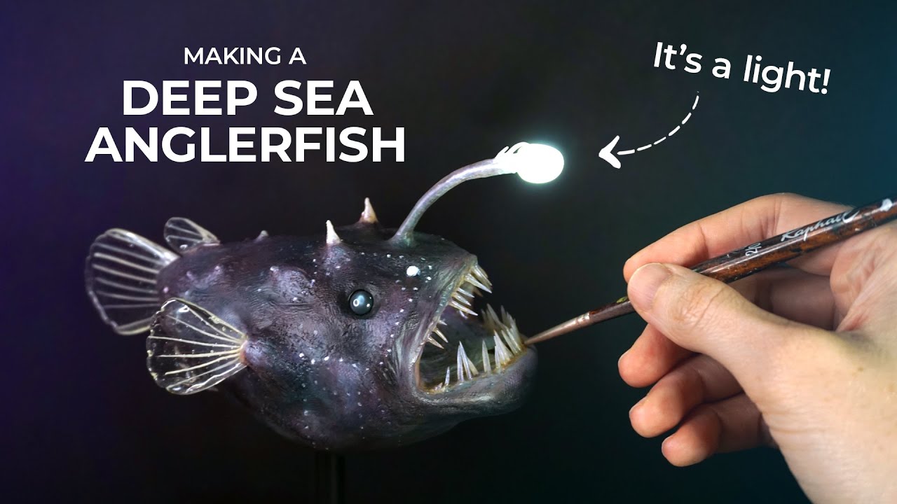 Making a DEEP SEA ANGLERFISH light // Polymer clay sculpting