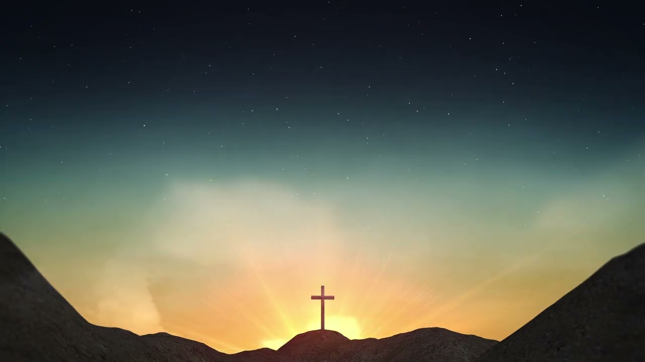 The Cross Under the Sunset || Starry Sky || Starry Decoration || Cross Video Background Loop
