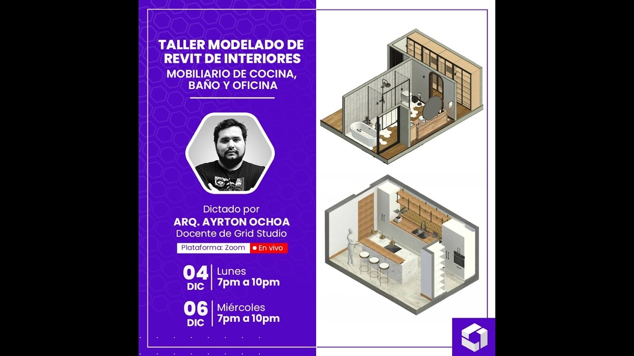 🌟 Revit: Interiores con Arq. Ayrton Ochoa 🎓 - Diseña 🍽️ Cocinas, 🛁 Baños y 🖥️ Mobiliario de Oficina.