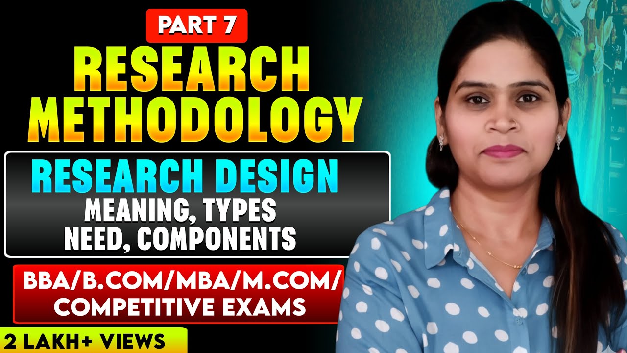 Research Design | Meaning | Need | Types | Research Methodology | Part-7 | BBA | B.Com | MBA | M.Com