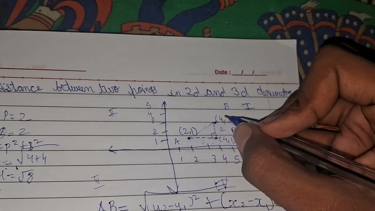 Distance between two points in 2d and 3d derivation #lines and 3d