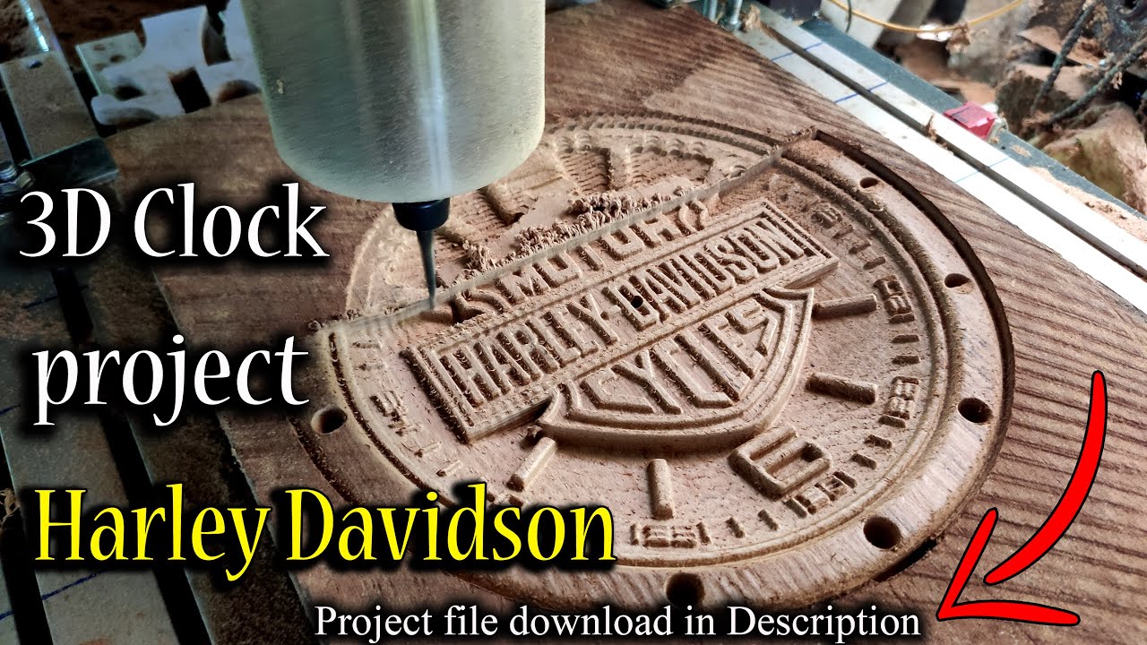 Harley Davidson Clock project CNC // Woodworking