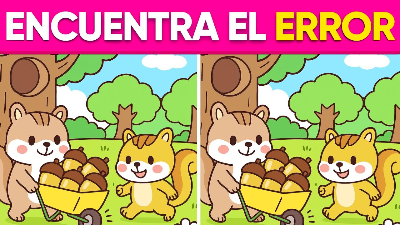 Encuentra las 3 Diferencias 🐿️🍄🌳 Desafío de 3 Diferencias 🧠 ¿Eres un Maestro Visual?