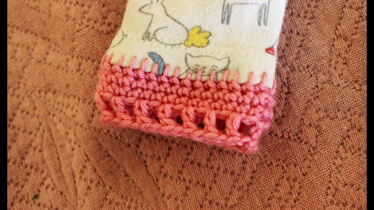 How to crochet on fabric / Crochet edging through fabric