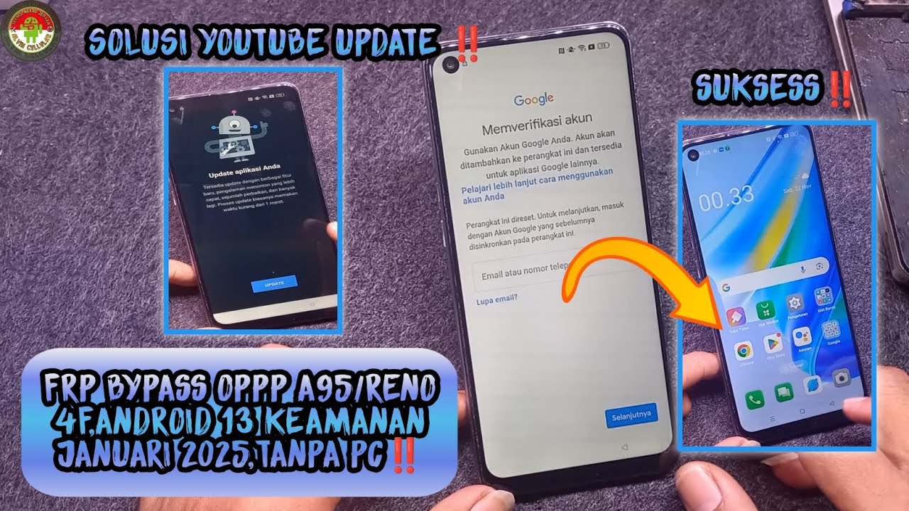FRP BYPASS OPPP A95/RENO 4F,ANDROID 13 KEAMANAN JAN 2025,TANPA PC‼️
