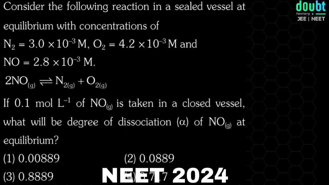 Consider the following reaction in a sealed vessel at equilibrium with concentrations of N2 = 3.0 × 