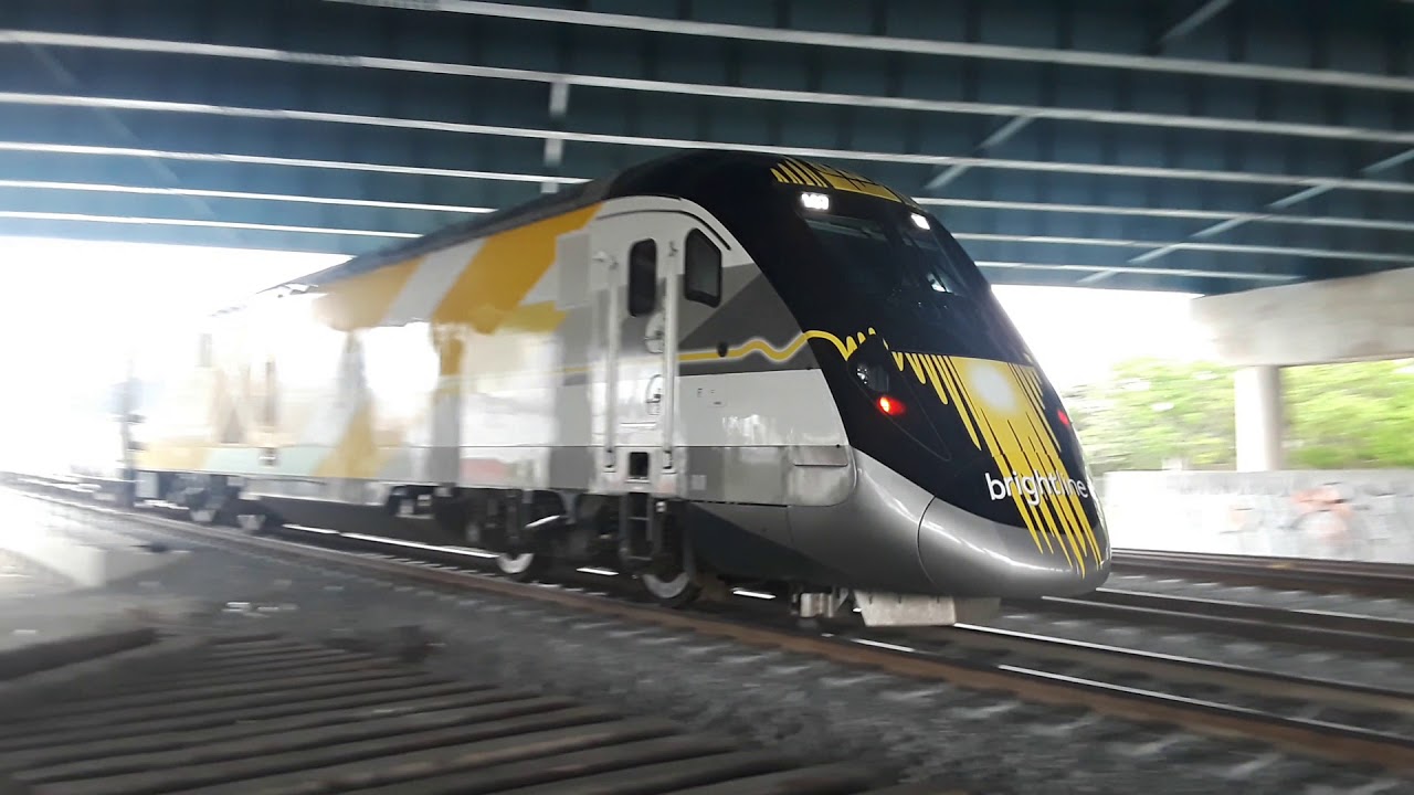 Brightline arriving at Miami central station