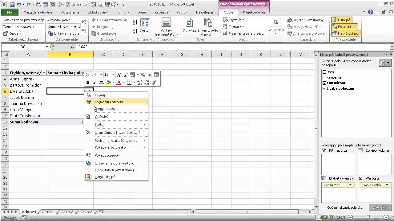 excel-001 - Tabela przestawna - średnie