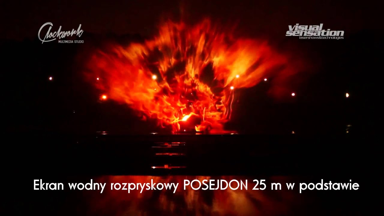 Ekran wodny rozpryskowy  POSEJDON 30m w podstawie - animacja video