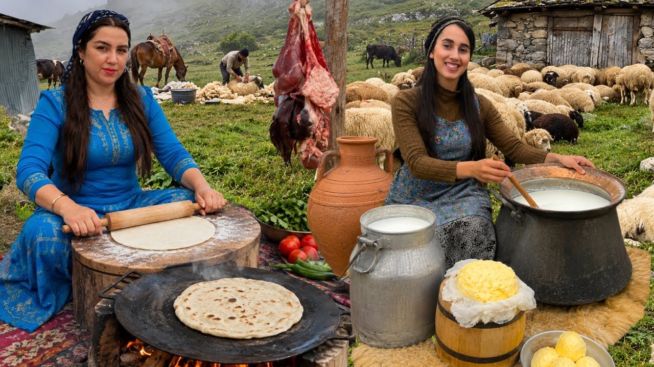 Shepherd&rsquo;s Life of Iran : Ancient Butter Making Method , Nomadic Dishes & Fresh Sadj Bread 