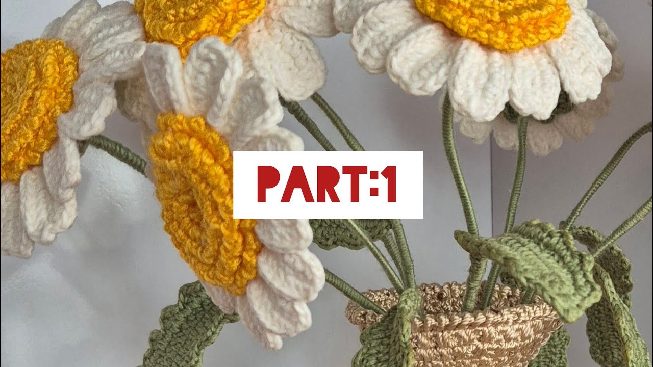 Easy Crochet Daisy Flower | Beginner Friendly  بافت گل بابونه با قلاب قسمت اول | آسون و خوشگل