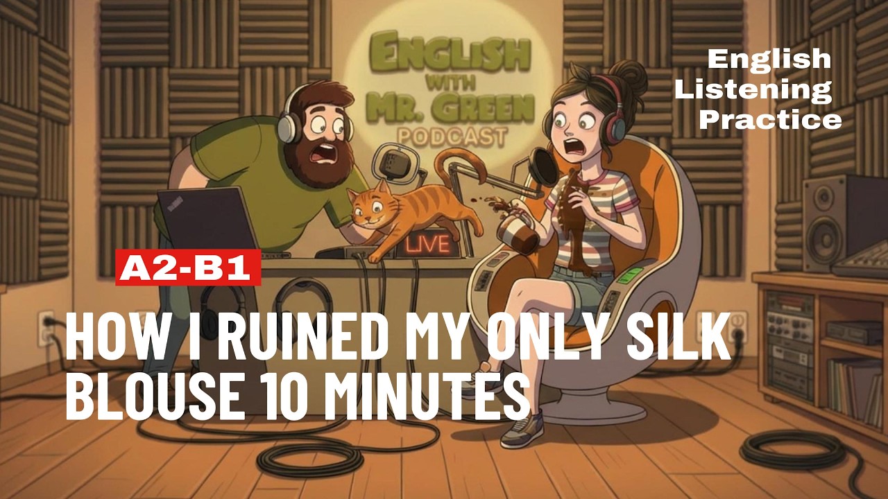English Listening Practice (A2–B1) | How I Ruined My Silk Blouse 10 Minutes Before a Job Interview