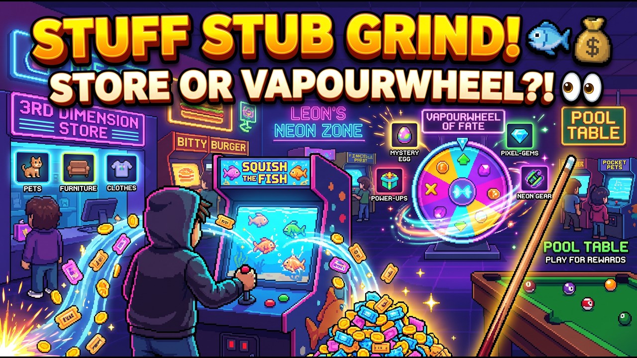 PIXELS︱GRINDING STUFF STUBS! 🐟💰 What Should I Spend Them On? | Pixels Neon Zone︱