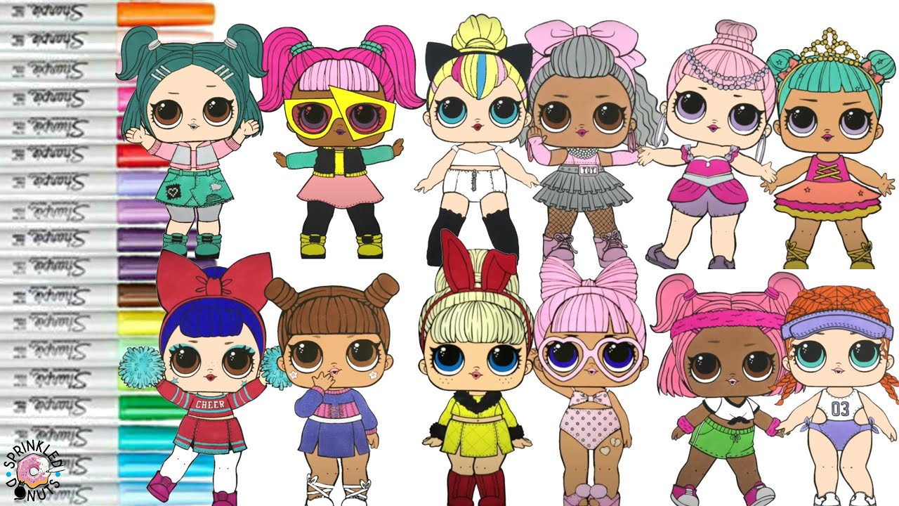 LOL Surprise Dolls Coloring Book Compilation Color Swap Kitty Queen SPF QT Kawaii Queen Genie Spike