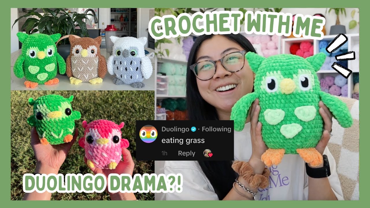 I MADE DUOLINGO?! Crochet With Me 🦉 Design Patterns & Chat with Me! 💕 SO MANY OWLS!! Crochet Vlog 🧶