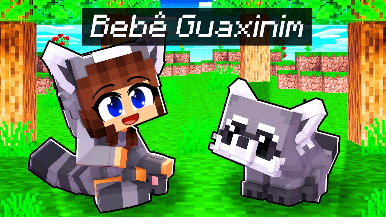 Jogando como BEBÊ GUAXINIM no Minecraft ◂Miika▸