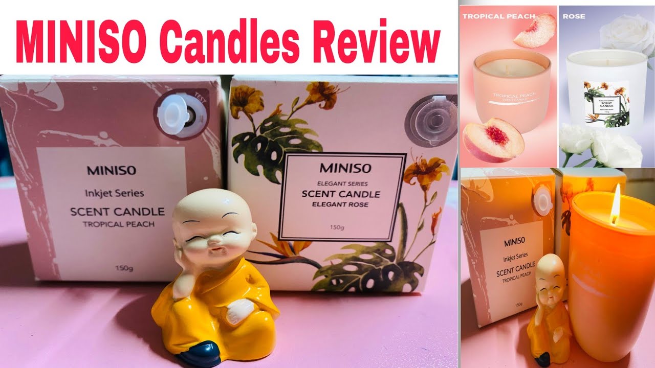 MINISO Scented Candles Review 🕯 || Variants - Elegant Rose & Tropical Peach 