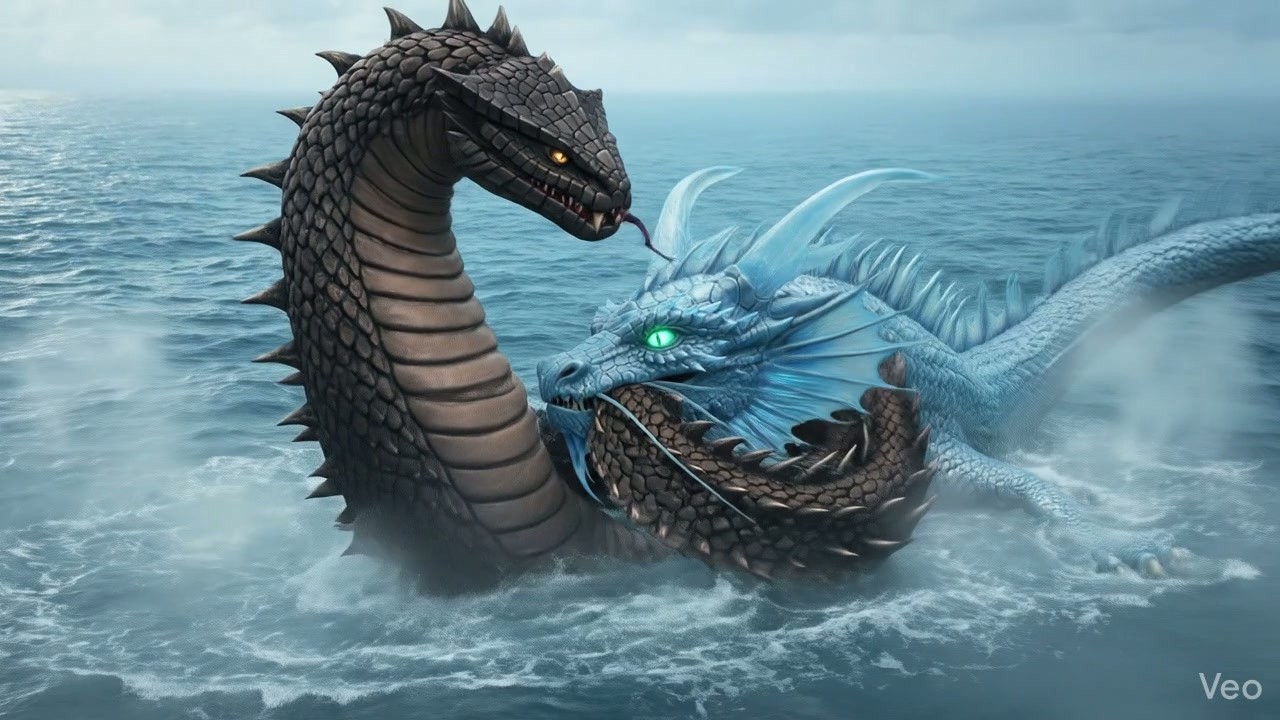 Epic Sea Dragon vs Giant Serpent: 150m Ancient Monsters Battle - Cinematic Fantasy Survival