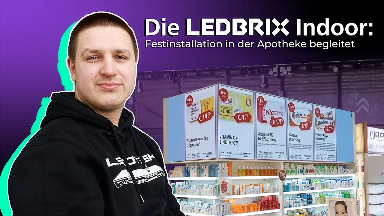Die LEDTEK LEDBRIX Indoor: Festinstallation in der Apotheke begleitet