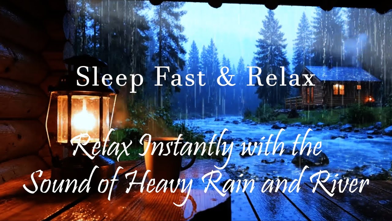 Relax Instantly with the Sound of Heavy Rain and River | Sleep Fast & Relax