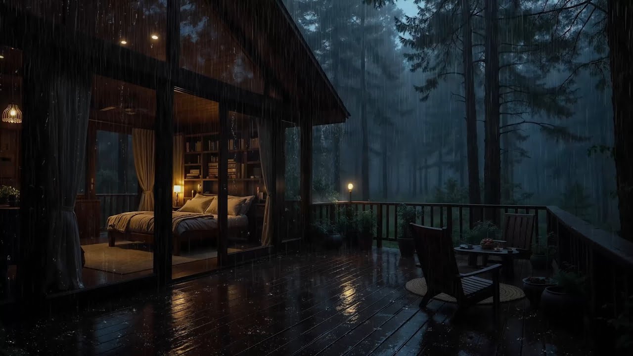 Tranquil Forest Rain & Soft Piano Sounds for Better Sleep, Stress Relief |  Peaceful Night Ambience
