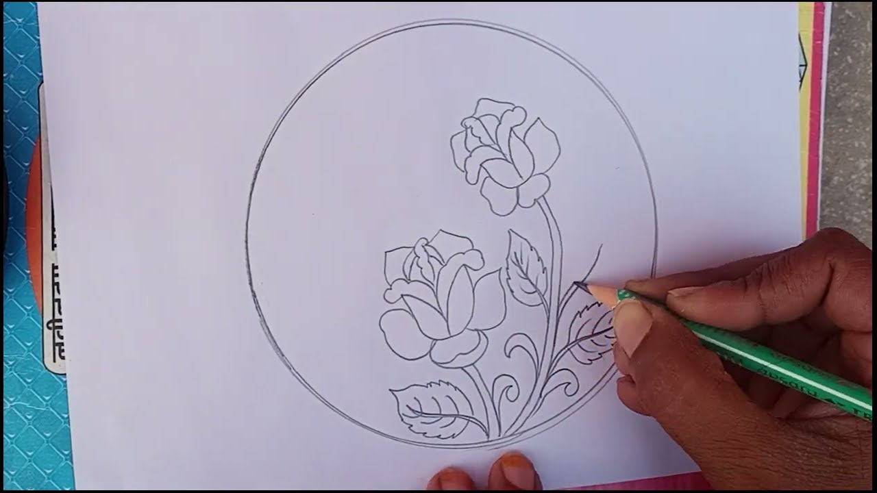   गुलाब का फूल कैसे बनता है / Rose Flower Drawing In Circle / How To Draw Rose step By step 