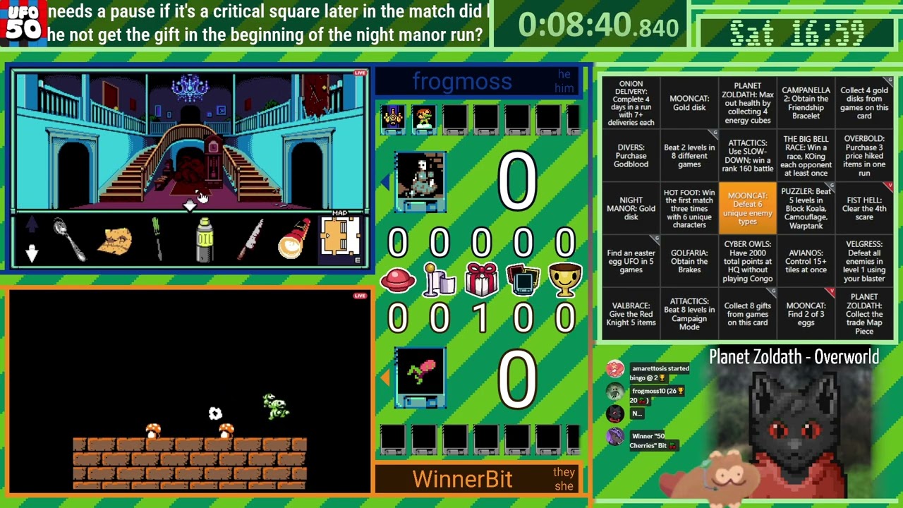 UFO 50 Bingo League: frogmoss10 vs. WinnerBit