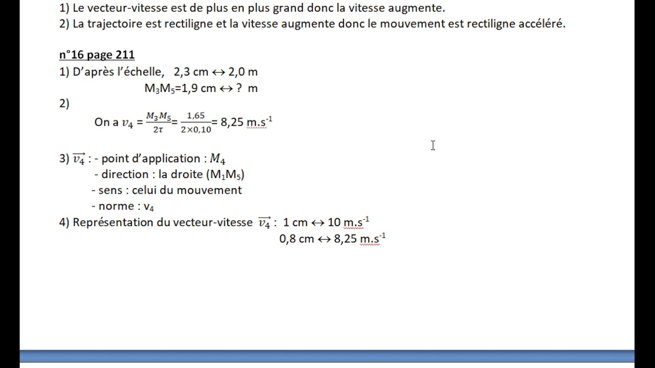 correction exercices décrire un mouvement