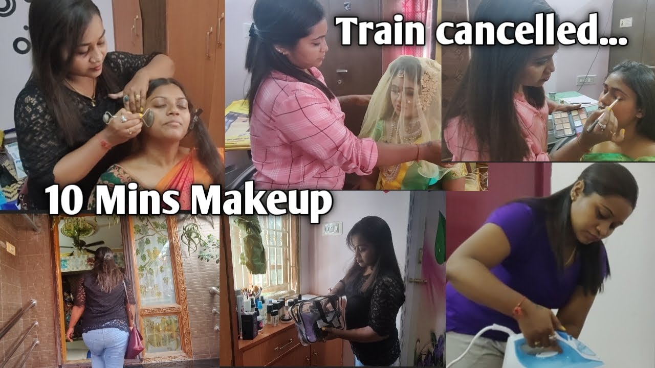 Bridal Makeup Work at Salem _ Coimbatore on Same Day..Train Cancelled. Mukoortham Makeup in 10mins