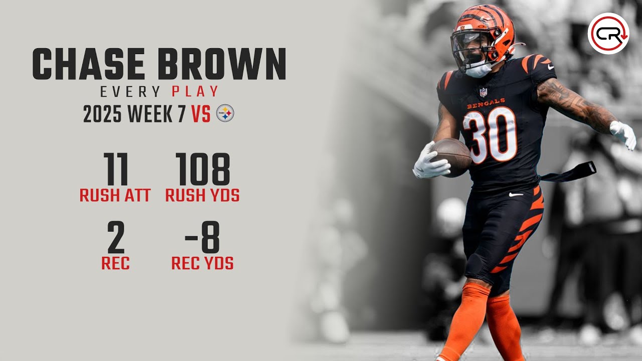 Chase Brown Week 7 Highlights | Every Run, Target, and Catch vs Steelers