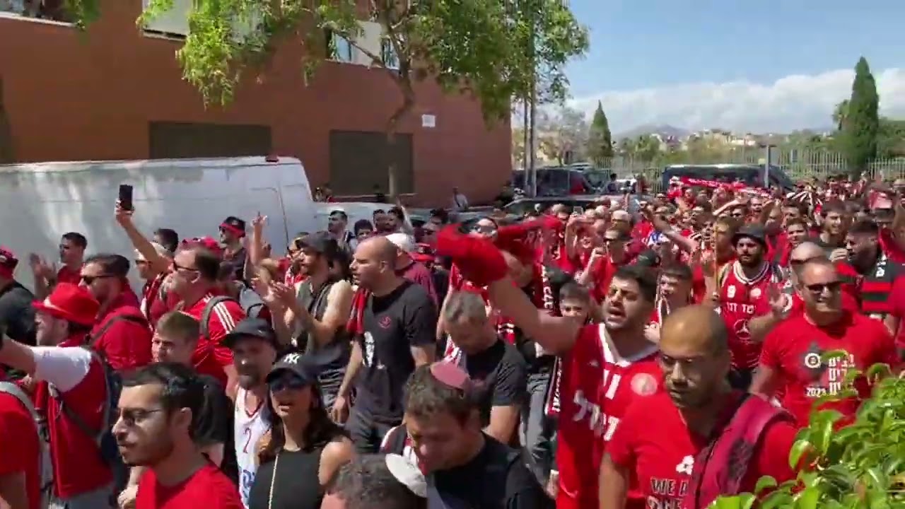 Hapoel Jerusalem fans going absolutely CRAZY before match vs Tenerife Champions League