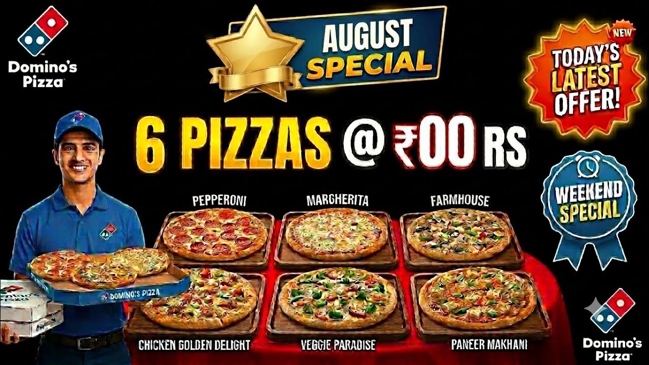 6 DOMINOS PIZZA in ₹00 मे😋|dominos coupon code today|Domino's Pizza offer|dominos pizza offers today