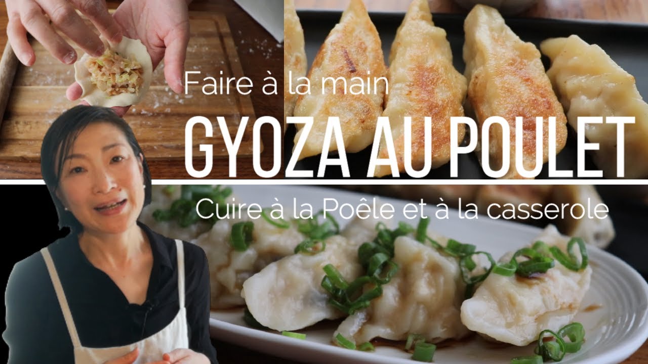 GYOZA au Poulet avec des feuilles de GYOZA maison.