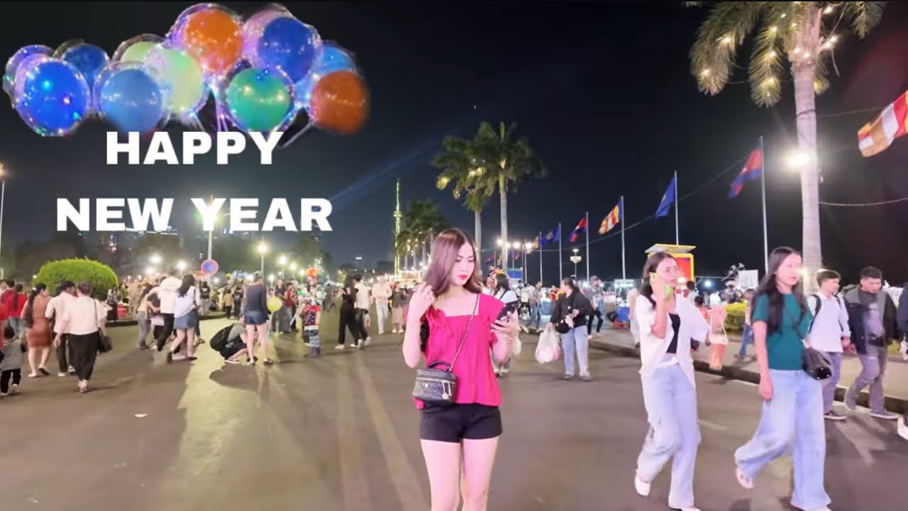 HAPPY NEW YEAR 2026 CAMBODIA Walk street food tour / Aeon mall Phnom Penh City