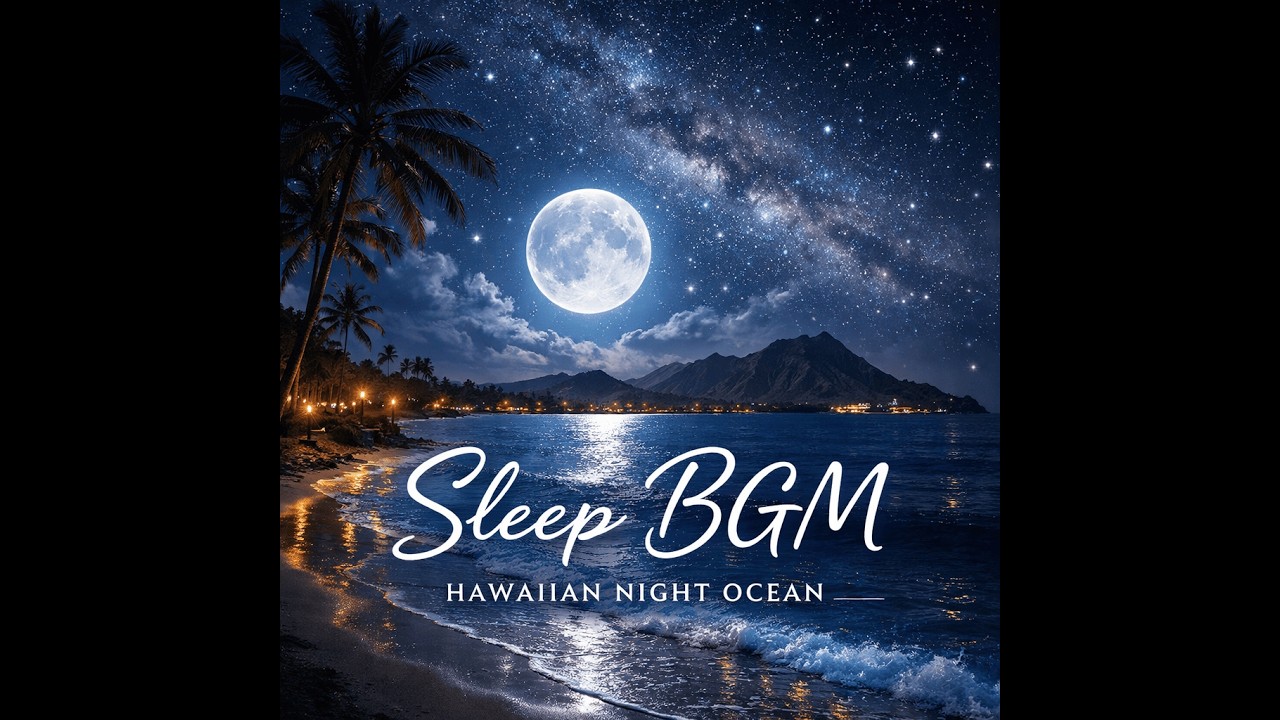 【睡眠用BGM】癒しの音で深い眠りへ｜夜の海アンビエント・ハワイアンヒーリング｜不眠・リラックス・瞑想